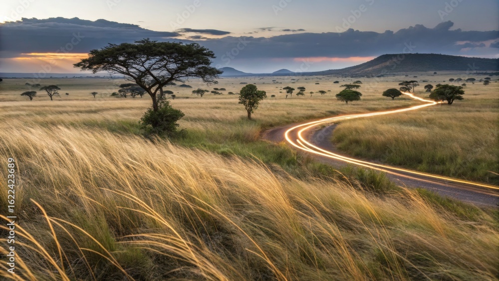 Obraz premium African Savannah Landscape at Dusk