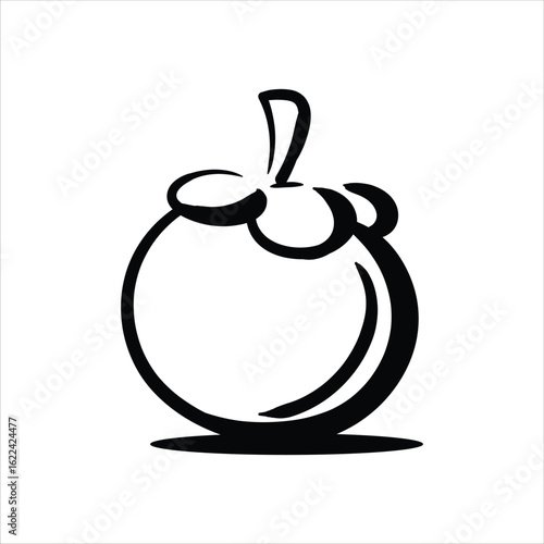 Lineart Mangosteen Vector Illustration Minimalist Lineart Style