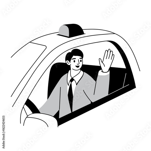 A doodle style illustration representing a taxi driver
