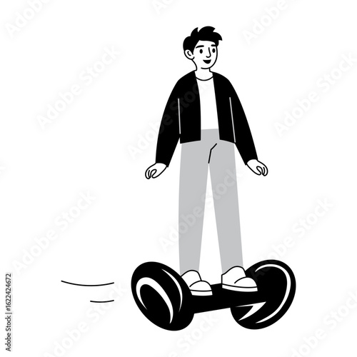 A sketchy style illustration showing a hoverboard movement
