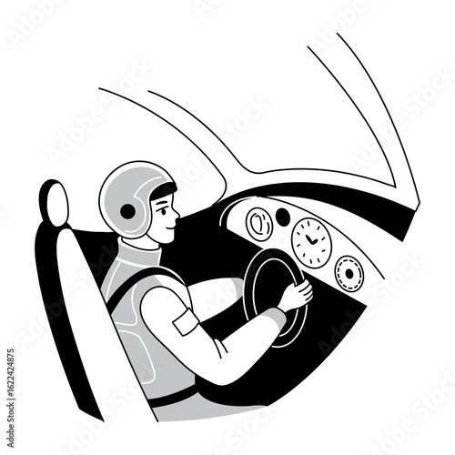 A doodle style illustration representing a jet pilot