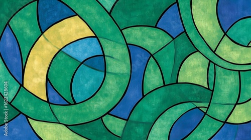 Wallpaper Mural Abstract Green Blue Swirls Intertwined Circular Pattern Torontodigital.ca