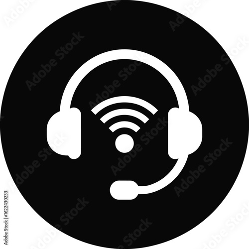 Headset with wi fi signal icon