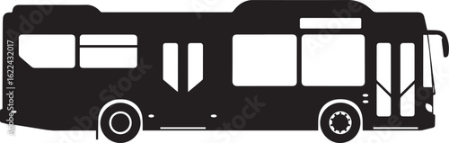 Simple black silhouette of a modern city bus a graphic public transport vehicle icon shown in a side view