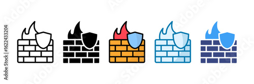 Firewall Icon Set Multiple Style Collection