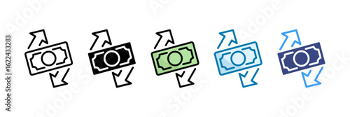 Currency Fluctuation Icon Set Multiple Style Collection