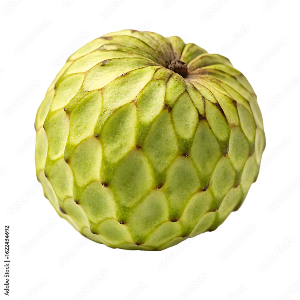 Fototapeta premium Green Cherimoya Fruit Isolated on Black Background