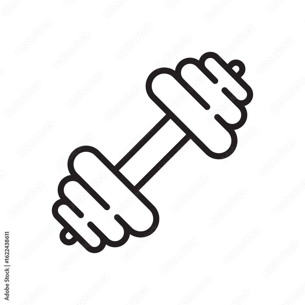 Dumbbell line icon. Sport, gym and fitness equipment symbol. Vector illustration. Flat design. Editable stroke. Isolated on a white background.