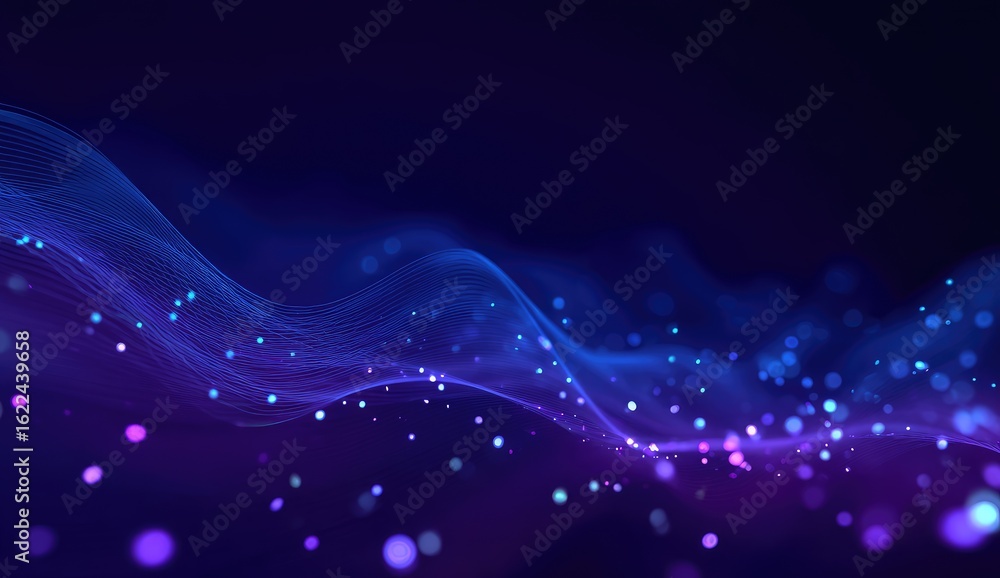 Obraz premium Abstract digital art with swirling, glowing particles in shades of blue and purple