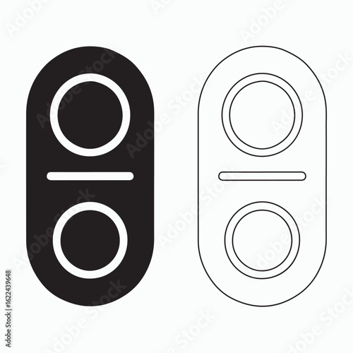 Simple Black and White Icon of Two doorbell with Circles and Horizontal Lines
