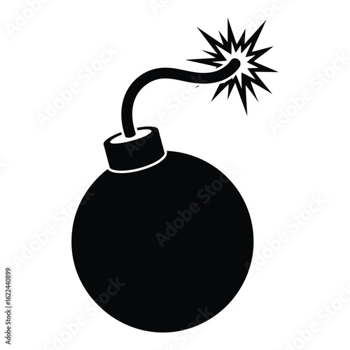 Vector art of bomb with fuse and spark isolated on white background