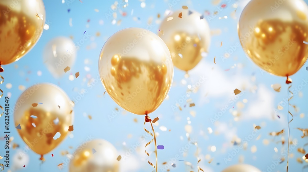 Fototapeta premium Golden Balloons Celebration Party Festive Air