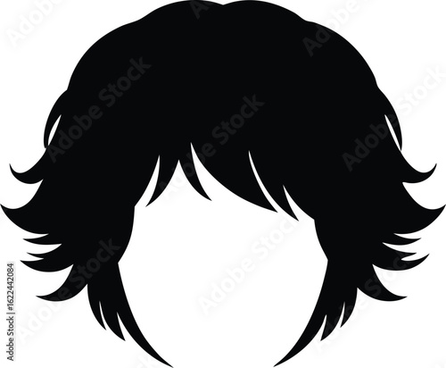 wig on silhouette vector icon