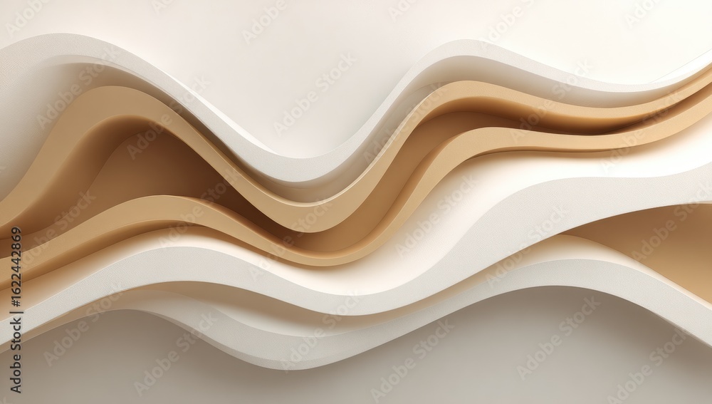 Obraz premium Abstract wavy shapes in cream and beige