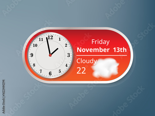Modern widget clock cloud 3d weather for decoration