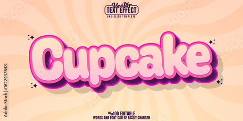 Cupcake editable text effect, customizable lollipop and sweet 3d font style