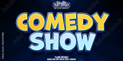 Cartoon editable text effect, customizable comedy and show 3d font style