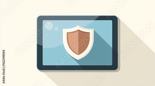 Free Download Flat illustration of shield icon representing antivirus software interface isolated on white background - GFXLoad