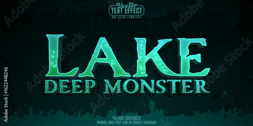 Monster editable text effect, customizable horror and lake 3d font style