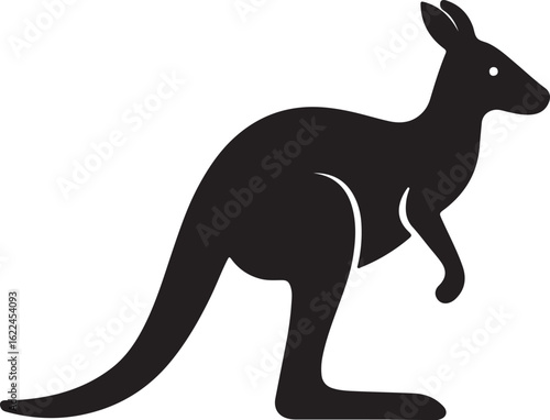 Silhouette of a jumping kangaroo isolated on transparent background