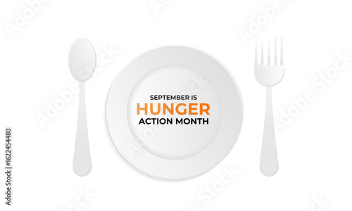 Hunger Action Month. Unite to End Hunger and Feed Hope This September. Holiday concept. Creating for web banner, cards, prints, social media, poster, flyer and background design template.