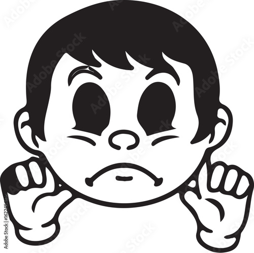 Vintage Cartoon Character Faces Collection – Retro Comic Style Expressions from 1920s–60s in Black and White Vector