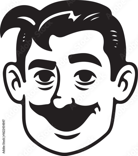 Vintage Cartoon Character Faces Collection – Retro Comic Style Expressions from 1920s–60s in Black and White Vector