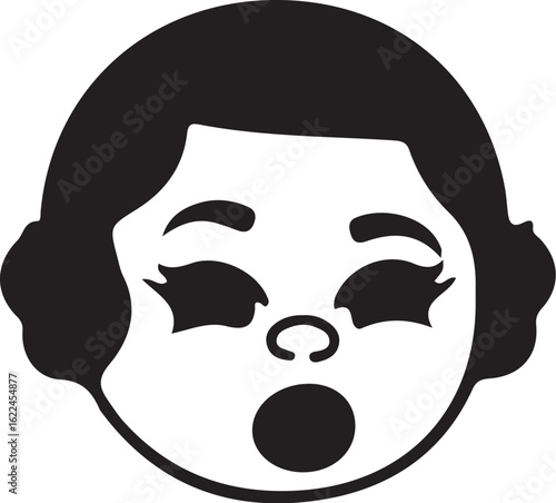 Vintage Cartoon Character Faces Collection – Retro Comic Style Expressions from 1920s–60s in Black and White Vector