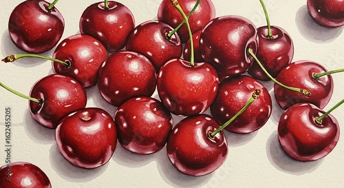 Wallpaper Mural Luminous Cherries: A Hyperrealistic Colored Pencil Study Torontodigital.ca