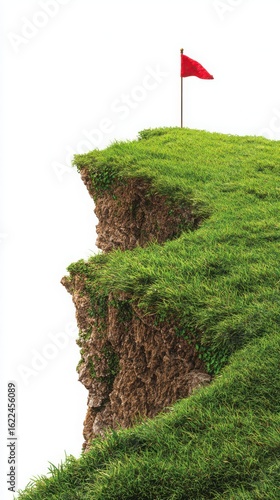 Red flag on a green cliff edge