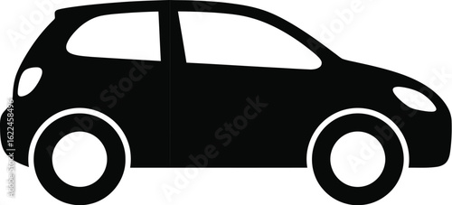 Sleek black car icon design, ideal for transportation or automotive concepts
