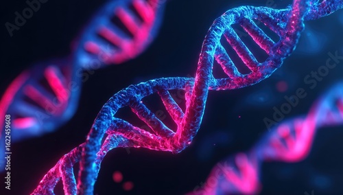 Abstract DNA double helix in vibrant pink and blue
