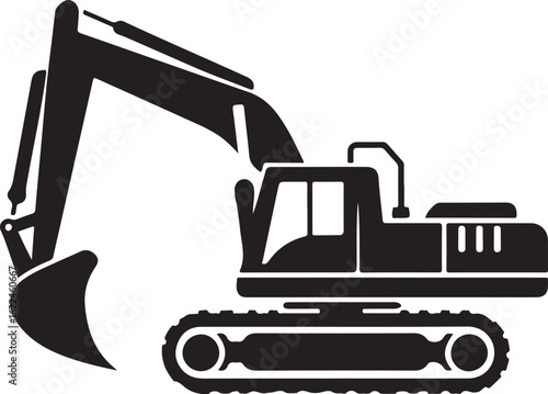 Excavator Heavy Construction Machine Vector Silhouette