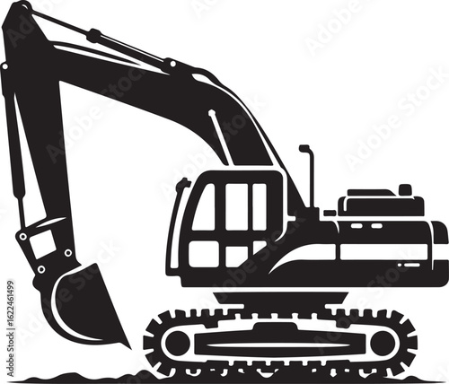 Excavator Heavy Construction Machine Vector Silhouette