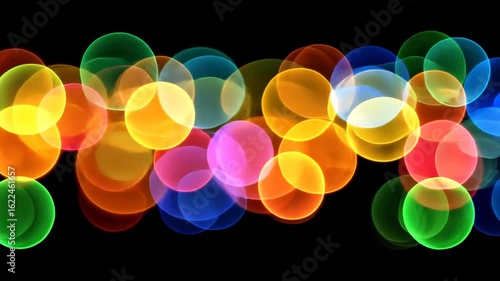 Abstract rainbow circles on black