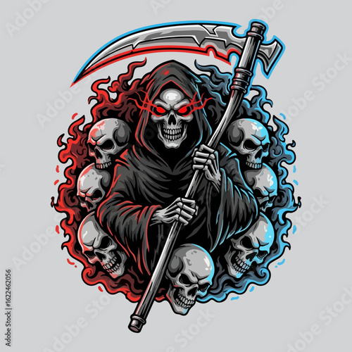 grim reaper skull vector illustration