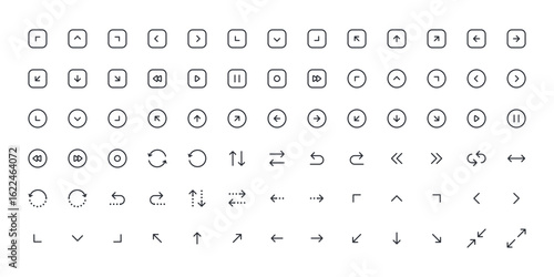 Arrow Icons Pack – Navigation, Media, and UI Controls in Line Style