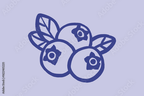 Blueberry, bilberry Minimal Sketch Vector Illustration