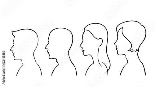 vector silhouette of a woman with long hair