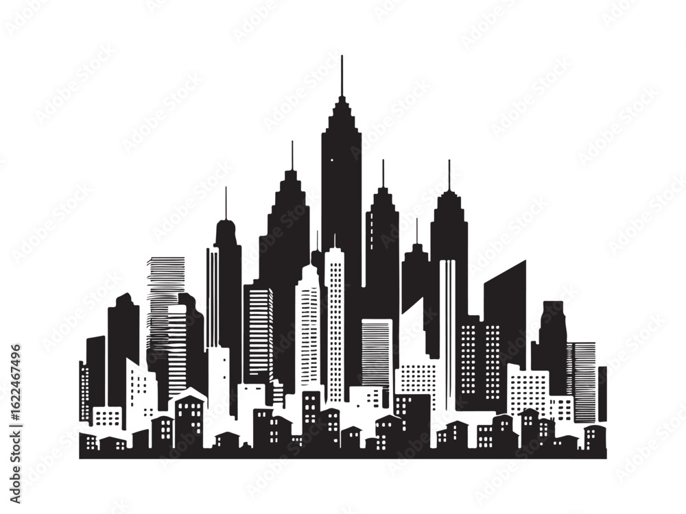 Naklejka premium city skyline silhouette vector illustration