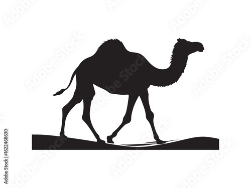 camel in desert silhouette vector illustration
