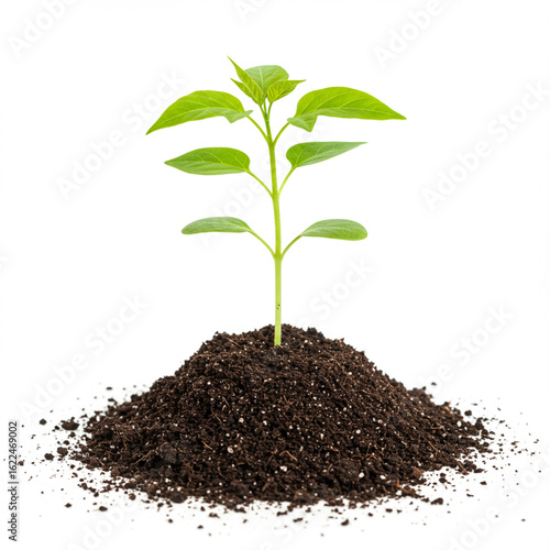 Wallpaper Mural Photorealistic Soil with Sprout: Sustainable Growth Concept, Isolated on White. Torontodigital.ca