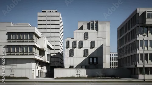 Wallpaper Mural Gray Concrete Office Buildings With Geometric Facades Under Clear Blue Sky Torontodigital.ca