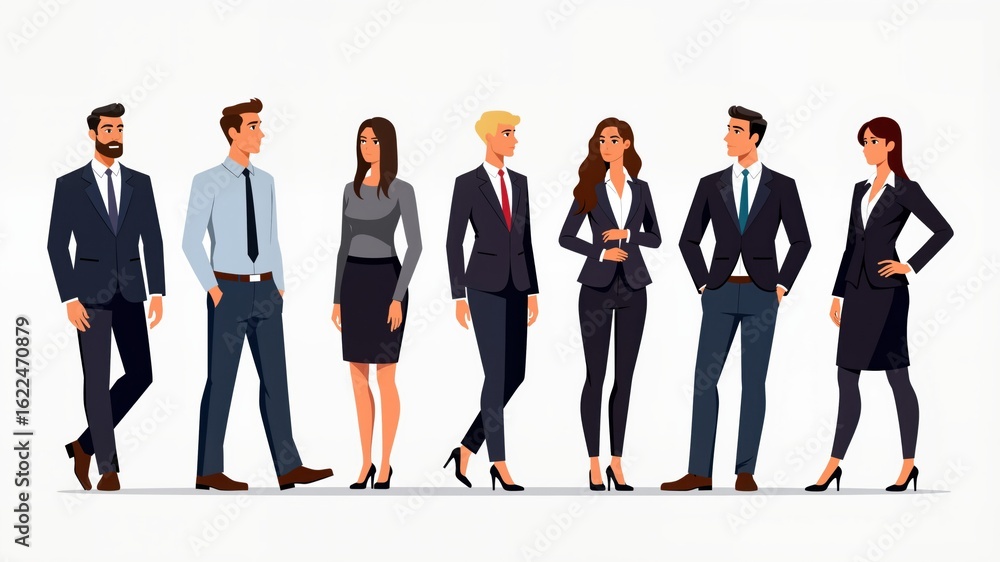Obraz premium PNG diverse businesspeople full body design element set, transparent background 