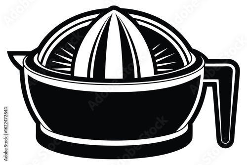 Black and White Illustration of Manual Citrus Juicer with Handle for Kitchen Use