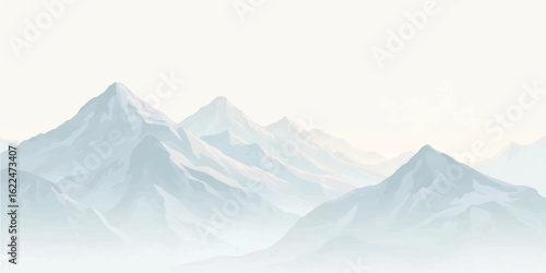 A panoramic winter landscape of snow-capped peaks against a vast sky, capturing the cold, high-altitude beauty of the alpine mountains