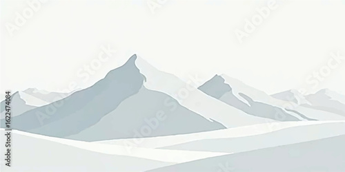 Snowy mountain landscape with alpine peaks and clear winter sky