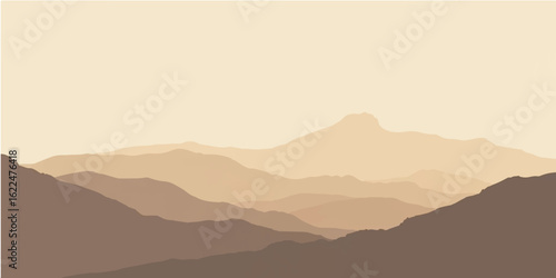 Mountain landscape with foggy hills and misty mountains in a scenic nature view