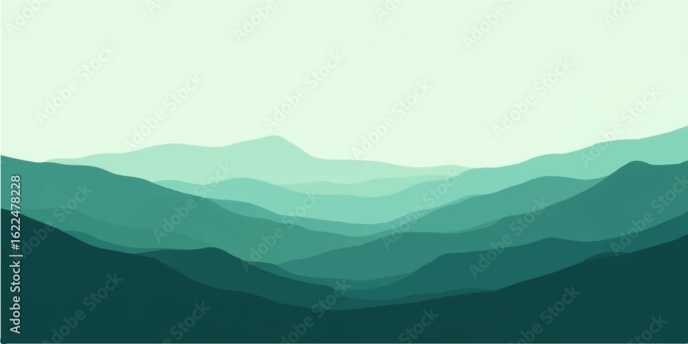 Gentle Green and Blue Gradient Mountains for Tranquil and Soft Abstract Nature Backgrounds Gentle Green and Blue Gradient Mountains for Tranquil and Soft Abstract Nature Backgrounds