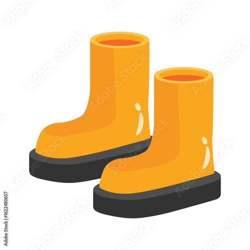 Waterproof boots used during wet or muddy cleaning, rubber boots vector design